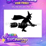 Free Silhouette Witch Free Broom Holidays Christmas Free SVG - Instant Download