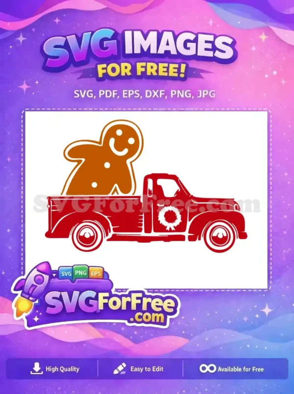 Free Smiling Gingerbread Free Red Truck Christmas Free SVG Free Smiling Gingerbread Free Red Truck Christmas Free SVG