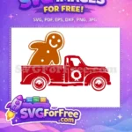 Free Gingerbread Man Truck Free Christmas Wreath Holidays Free SVG - Instant Download