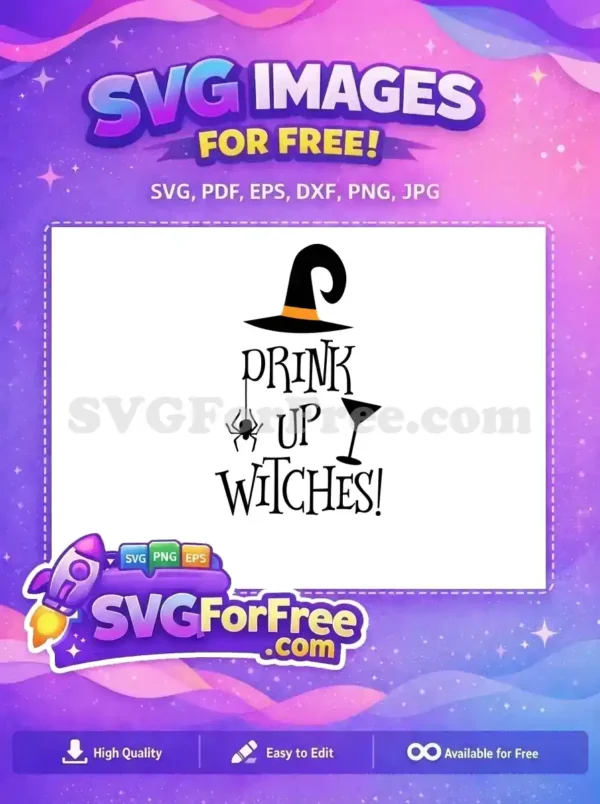 Free Witch Hat Free Spider Martini Prink Up Free SVG