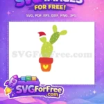 Free Santa Hat Cactus Free Heart Pot Christmas Free SVG - Instant Download