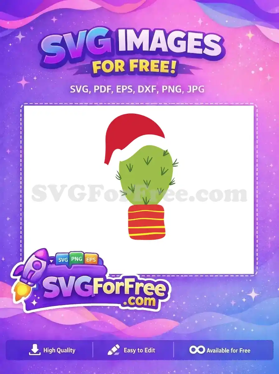 Free Santa Hat Free Green Cactus Holidays Christmas Free SVG