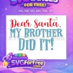 Free Red Dear Santa Free Blue Brother Christmas Free SVG - Instant Download