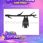 Free Hanging Bat Silhouette Free Branch Holidays Christmas Free SVG - Instant Download