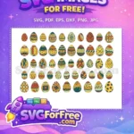 Free Colorful Patterned Easter Free Holiday Decoration Eggs Free SVG - Instant Download