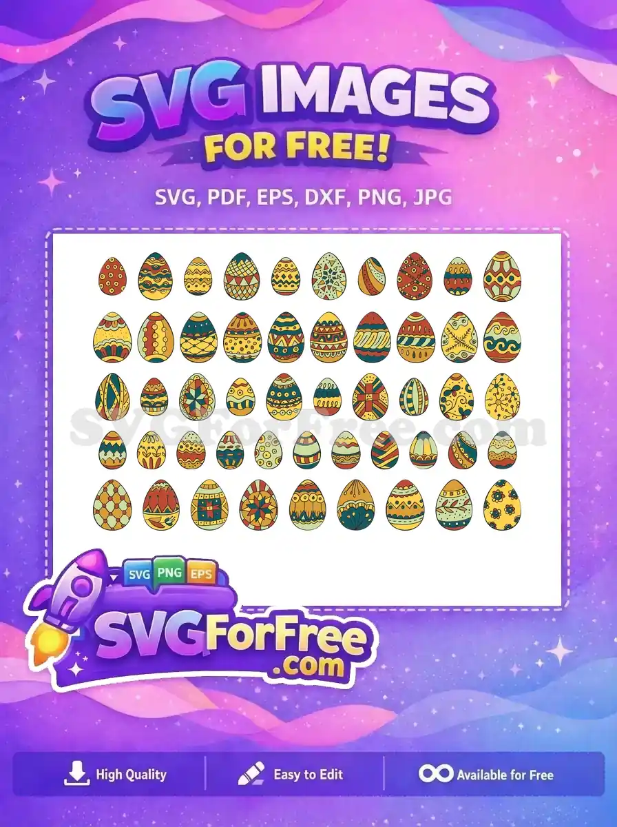 Free Colorful Patterned Easter Free Holiday Decoration Eggs Free SVG