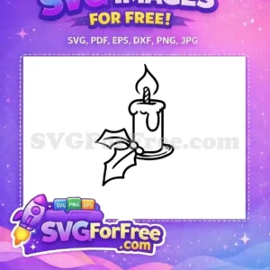 Free Burning Candle Free Holly Leaves Christmas Free SVG Free Burning Candle Free Holly Leaves Christmas Free SVG
