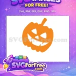 Free Orange Pumpkin Face with Fangs Free Halloween Decoration Free SVG - Instant Download