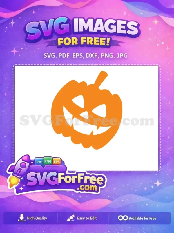Free Orange Pumpkin Face with Fangs Free Halloween Decoration Free SVG