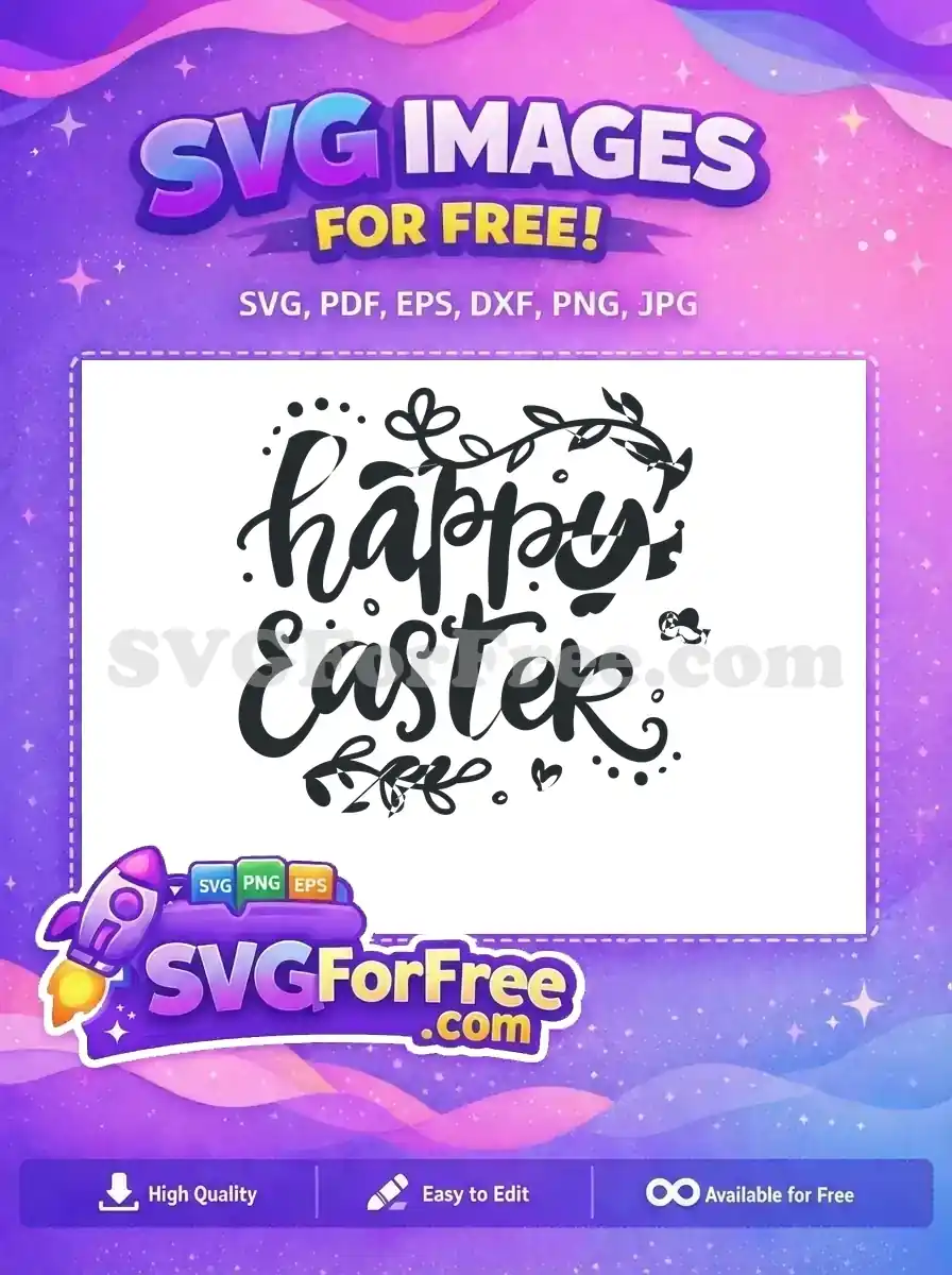 Free Floral Accent Free Happy Easter Celebration Design Free SVG