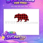 Free Buffalo Plaid Bear Free Christmas Silhouette Free SVG - Instant Download