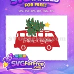 Free Red Christmas Van Free Tree Lights Merry Christmas Free SVG - Instant Download