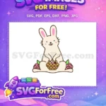 Free Smiling Bunny Free Pink Roses Easter Basket Free SVG - Instant Download