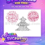 Free Swirling Merry Free Christmas Tree Card Holidays Free SVG - Instant Download