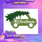 Free Green Car Christmas Tree Free Ribbon Holidays Free SVG - Instant Download