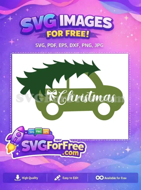 Free Green Car Christmas Tree Free Ribbon Holidays Free SVG