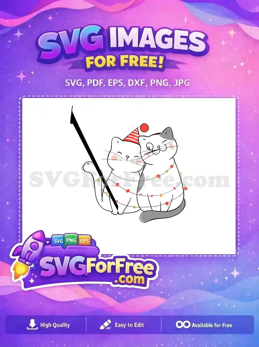 Free Party Hat Free Christmas Lights Cute Cats Free SVG