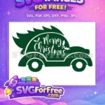 Free Green Car Free Christmas Tree Merry Christmas Free SVG 1 - Instant Download