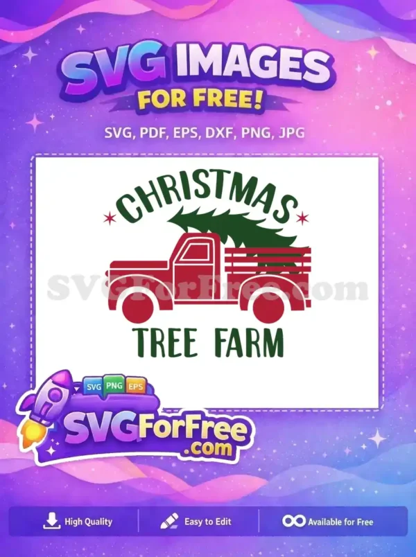 Free Red Christmas Truck Free Green Tree Farm Sign Free SVG
