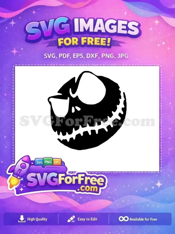 Free Black Silhouette Free Smiling Jack Skellington Christmas Free SVG Free Black Silhouette Free Smiling Jack Skellington Christmas Free SVG
