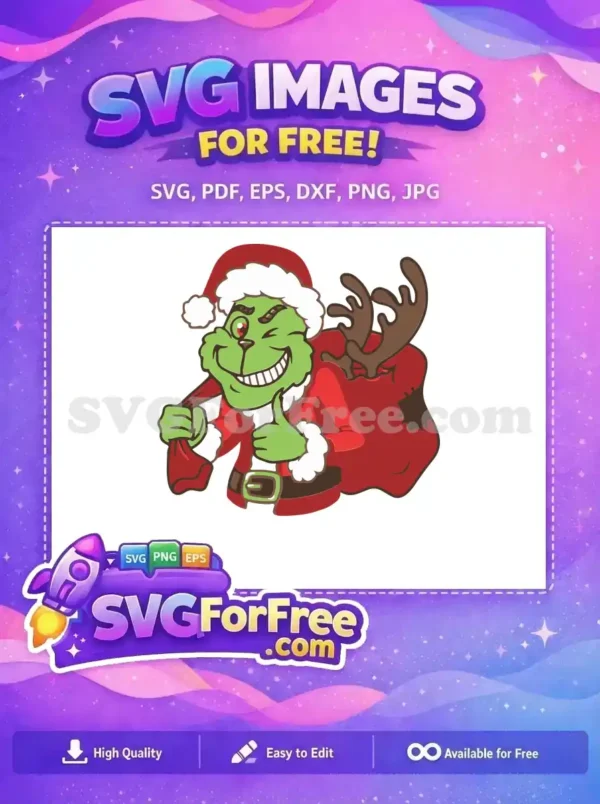 Free Winking Grinch Free Reindeer Sack Christmas Free SVG