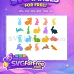 Free Colorful Easter Bunnies Free Carrot Holidays Christmas Free SVG - Instant Download