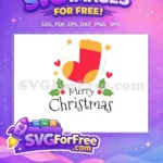 Free Red Stocking Free Stars Hearts Merry Christmas Free SVG - Instant Download