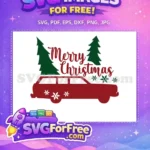 Free Dark Red Car Free Christmas Tree Merry Christmas Free SVG - Instant Download