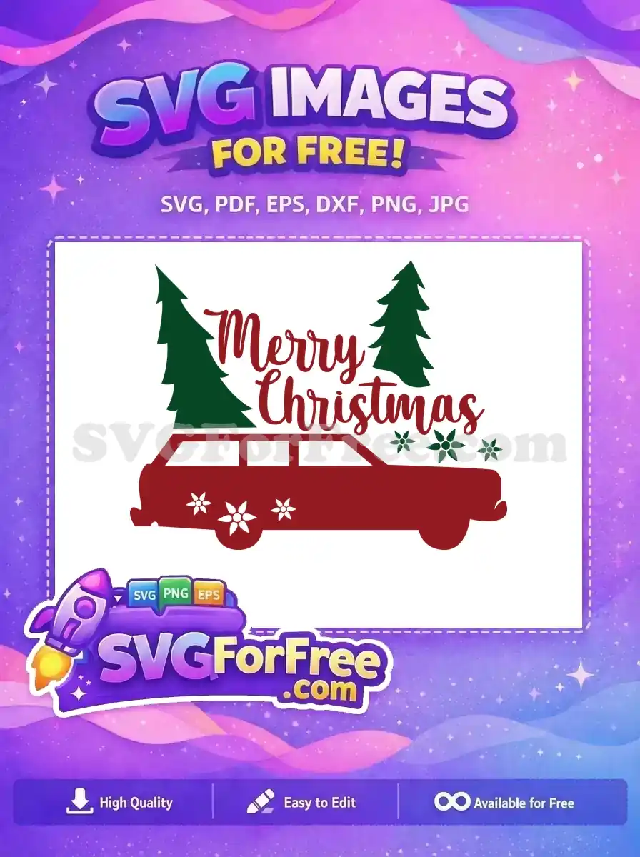 Free Dark Red Car Free Christmas Tree Merry Christmas Free SVG