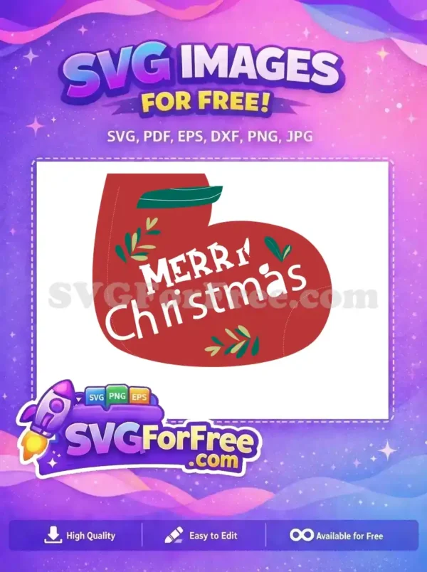 Free Red Stocking Free Merry Christmas Card Holidays Free SVG