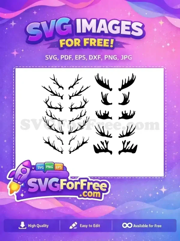 Free Antler Silhouette Free Reindeer Horns Holidays Free SVG