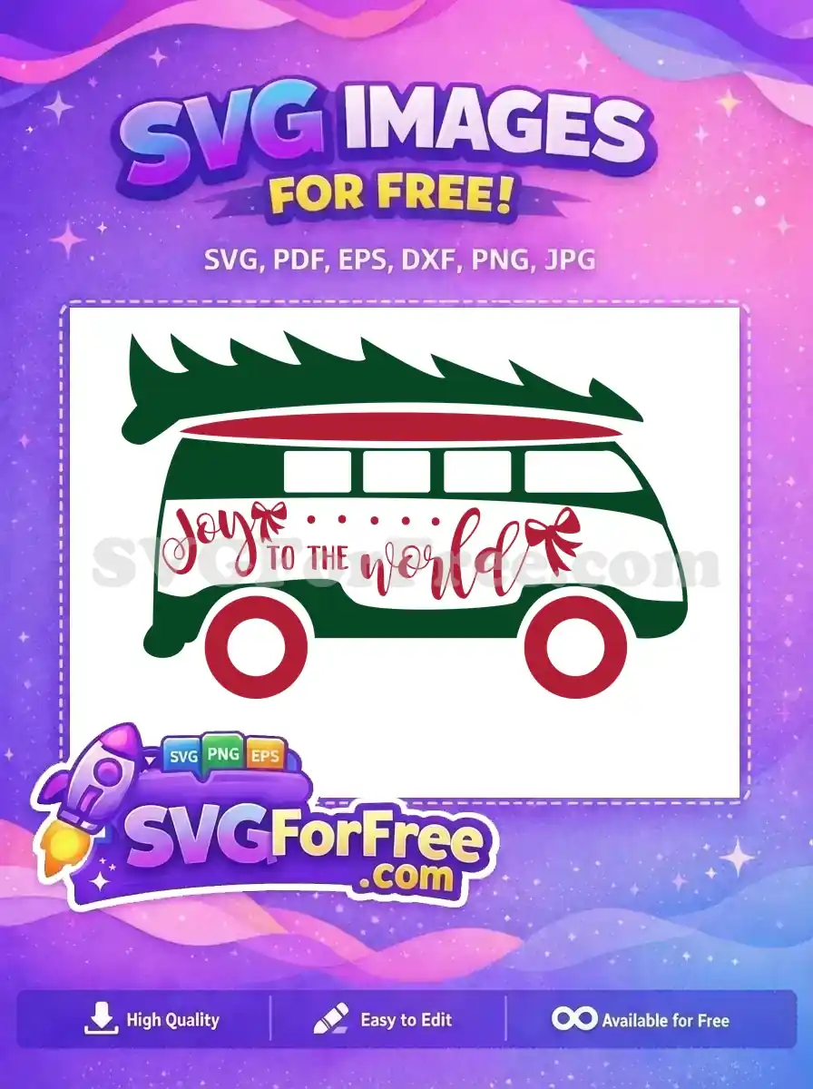 Free Red Joyful Bow Free World Holiday Van Free SVG