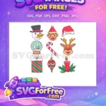 Free Snowman Elf Reindeer Free Christmas Ornament Scene Free SVG - Instant Download