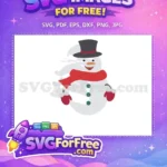 Free Smiling Snowman Free Red Scarf Christmas Free SVG - Instant Download