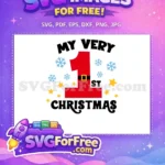 Free Blue Snowflake Free Gold Stars My First Christmas Free SVG - Instant Download