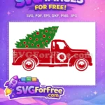 Free Red Truck Free Christmas Tree Holidays Christmas Free SVG - Instant Download