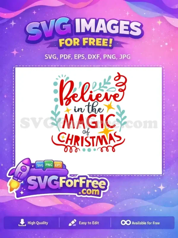 Free Red Believe Free Blue Leafs Christmas Free SVG