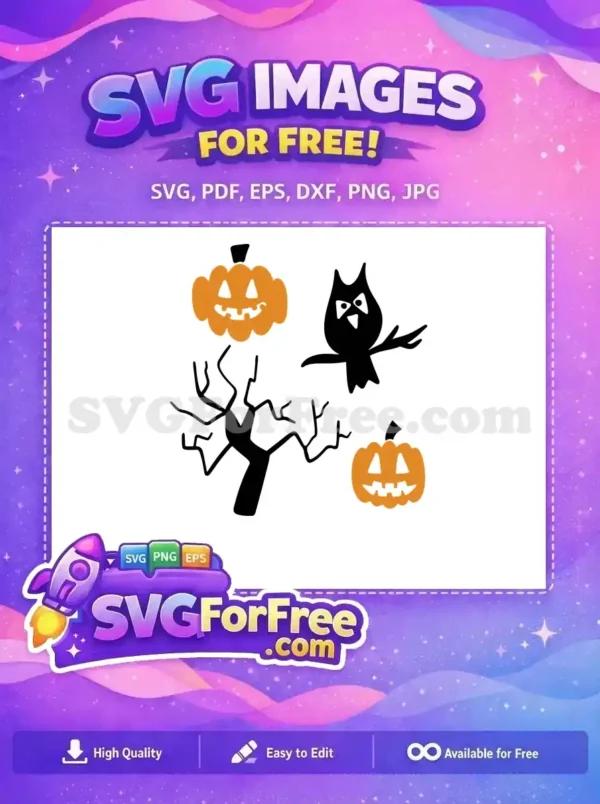 Free Smiling Pumpkins Free Spooky Owl Halloween Free SVG