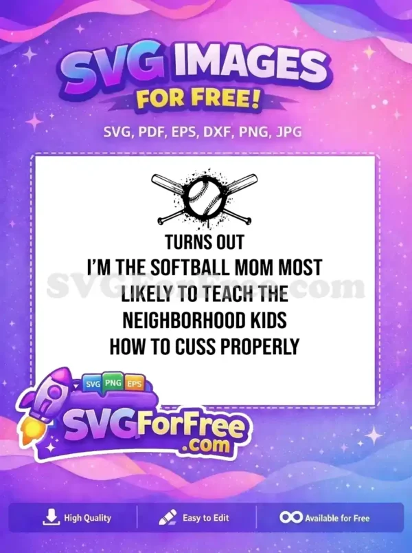 Free Softball Mom Free Teach Kids Neighborhood Free SVG