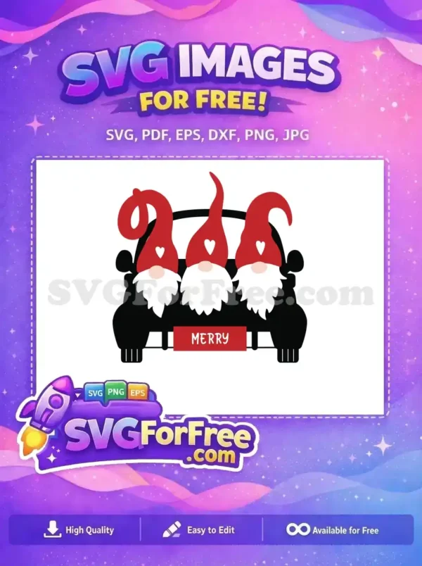 Free Red Hat Gnomes Free Car Merry Christmas Free SVG