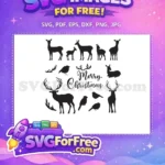 Free Deer Silhouettes Free Birds Merry Christmas Holidays Free SVG - Instant Download