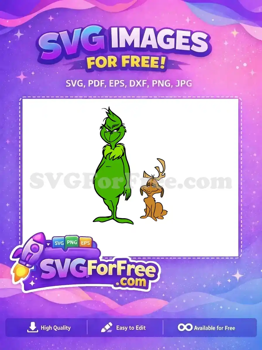 Free Smiling Grinch Free Max the Dog Christmas Free SVG