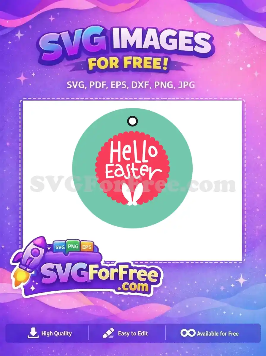 Free Hello Easter Bunny Tag Free Teal Background Easter Free SVG