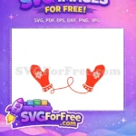 Free Red Snowflake Mittens Free Heart Trim Christmas Free SVG - Instant Download