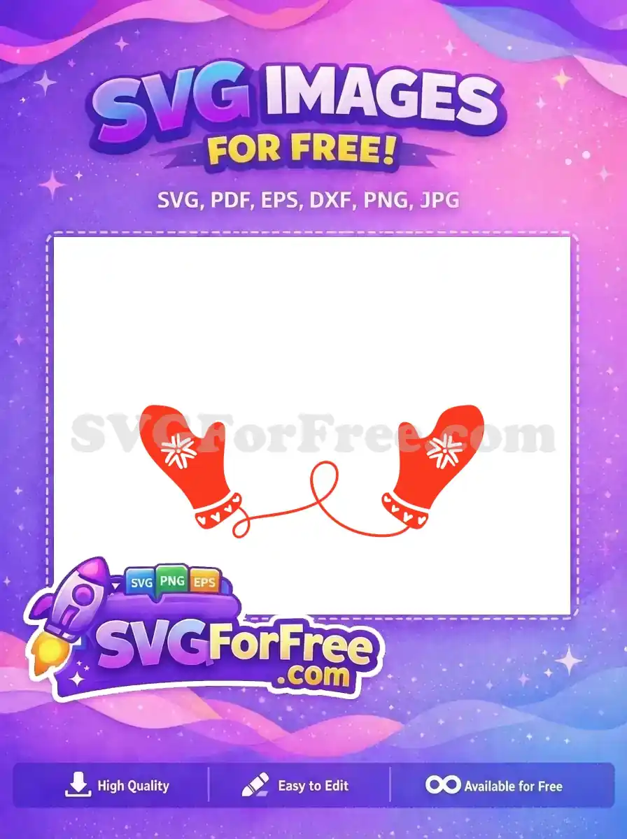Free Red Snowflake Mittens Free Heart Trim Christmas Free SVG