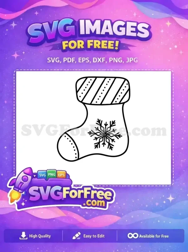 Free Striped Top Free Snowflake Christmas Stocking Free SVG Free Striped Top Free Snowflake Christmas Stocking Free SVG