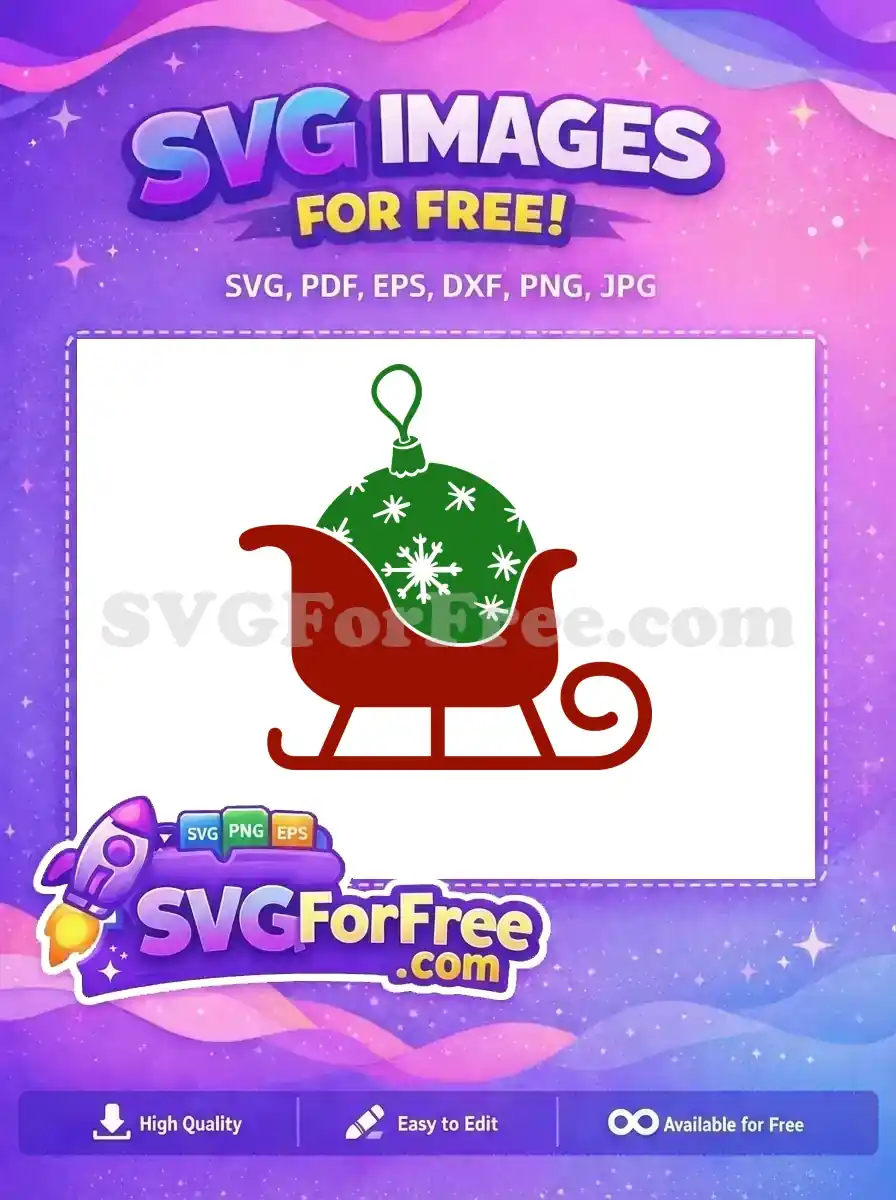 Free Red Sleigh Free Green Ornament Holidays Christmas Free SVG