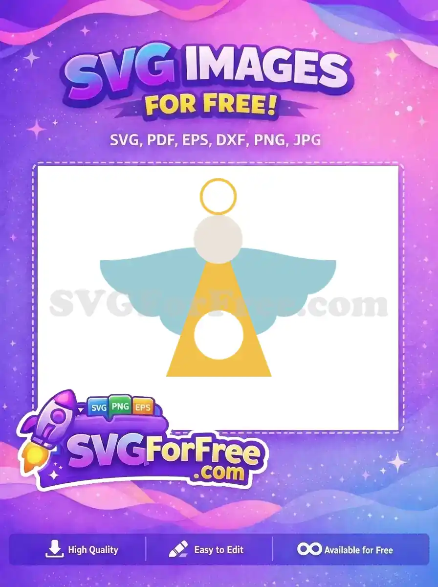 Free Geometric Angel with Halo Free Blue Wings Christmas Holiday Free SVG