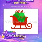 Free Red Santa Sleigh Free Green Presents Christmas Holiday Free SVG - Instant Download