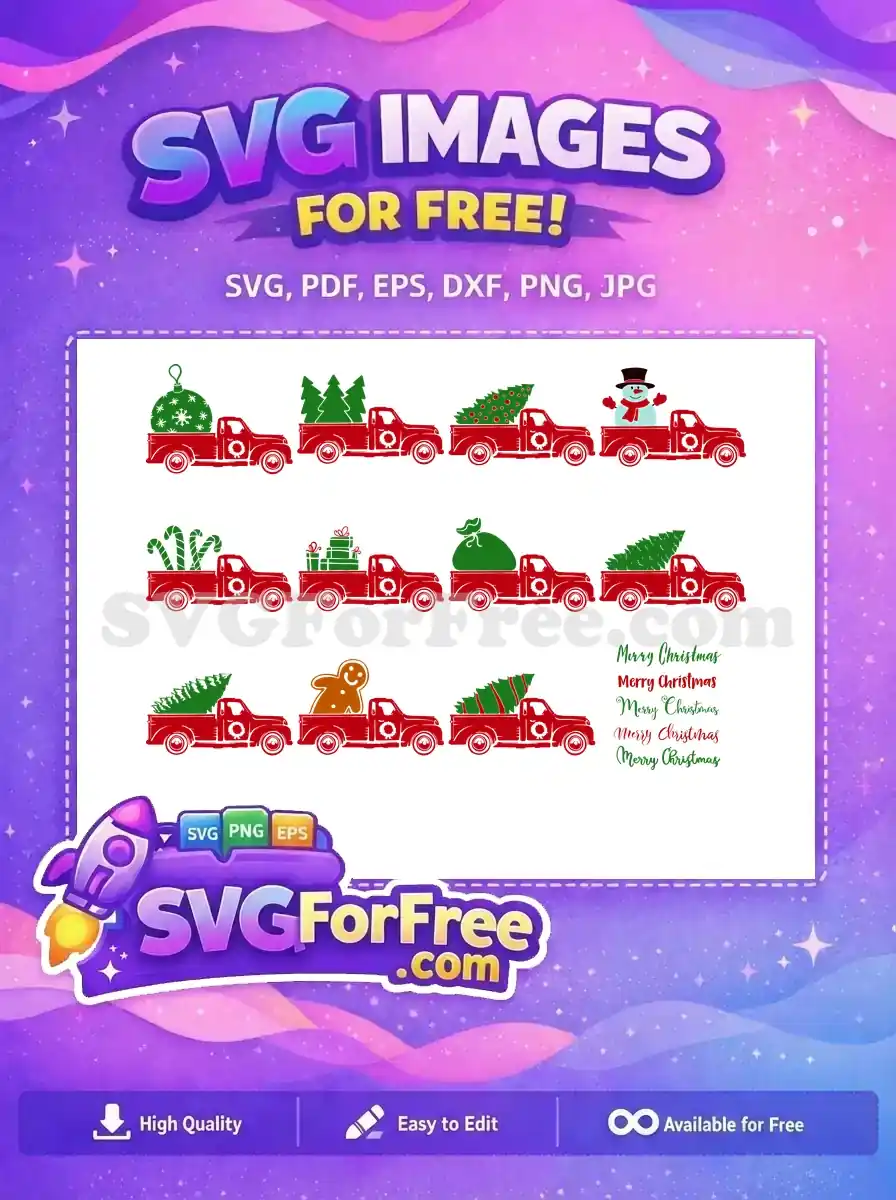 Free Red Truck Bauble Free Christmas Tree Merry Christmas Free SVG